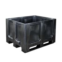 Kunststof recyclaat palletbox 1200x1000x760mm - 3 sledes, gesloten zijwanden en bodem