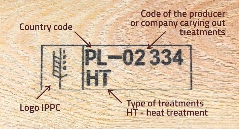Gemarkeerde houten pallet met IPPC-certificaat